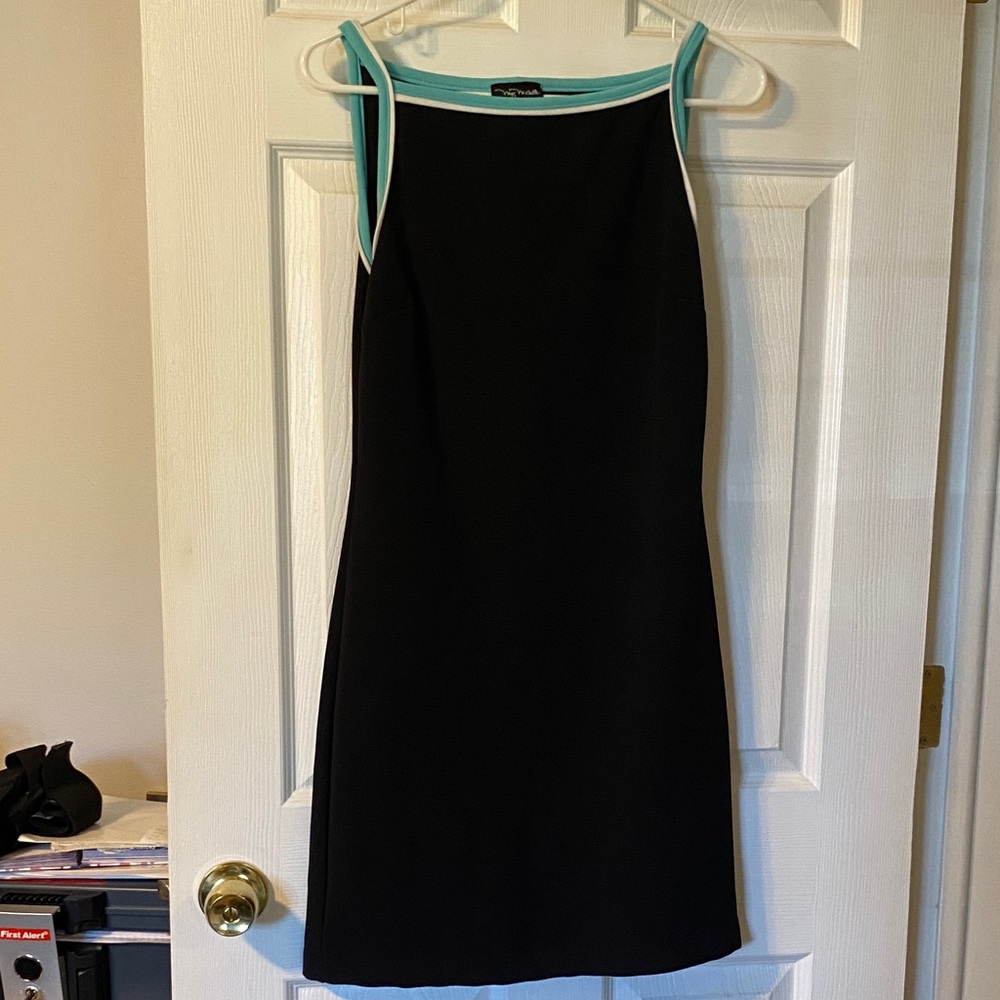 My Michelle Black Dress with Blue Trim